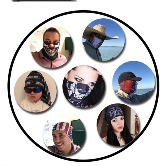 Black/white American flag face shield/tube bandana - Picture 7 of 9